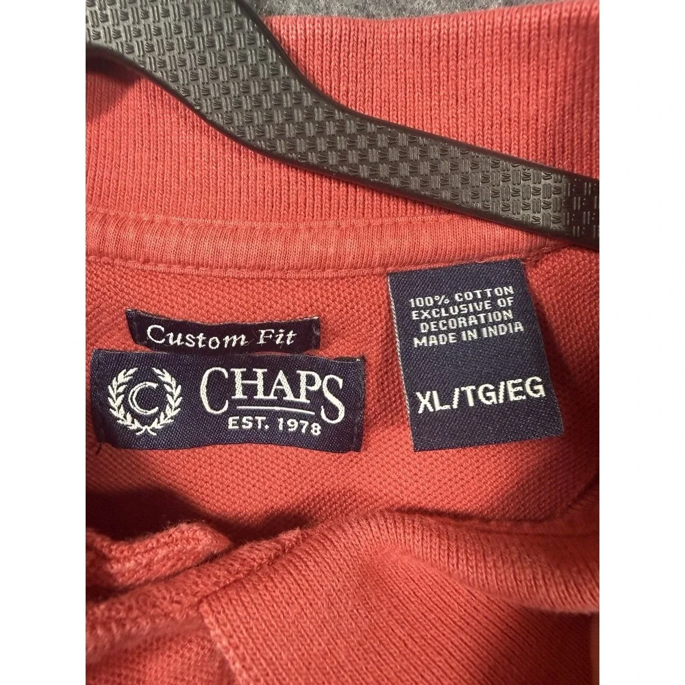 Chaps Men's Custom Fit Short Sleeve Polo‎ Shirt Coral Red Size XL
